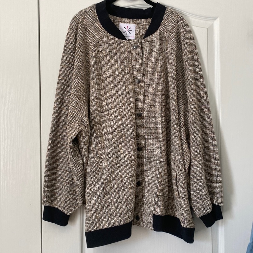 Issac Mizrahi Tweed Bomber Jacket Gold Women’s Size 4X